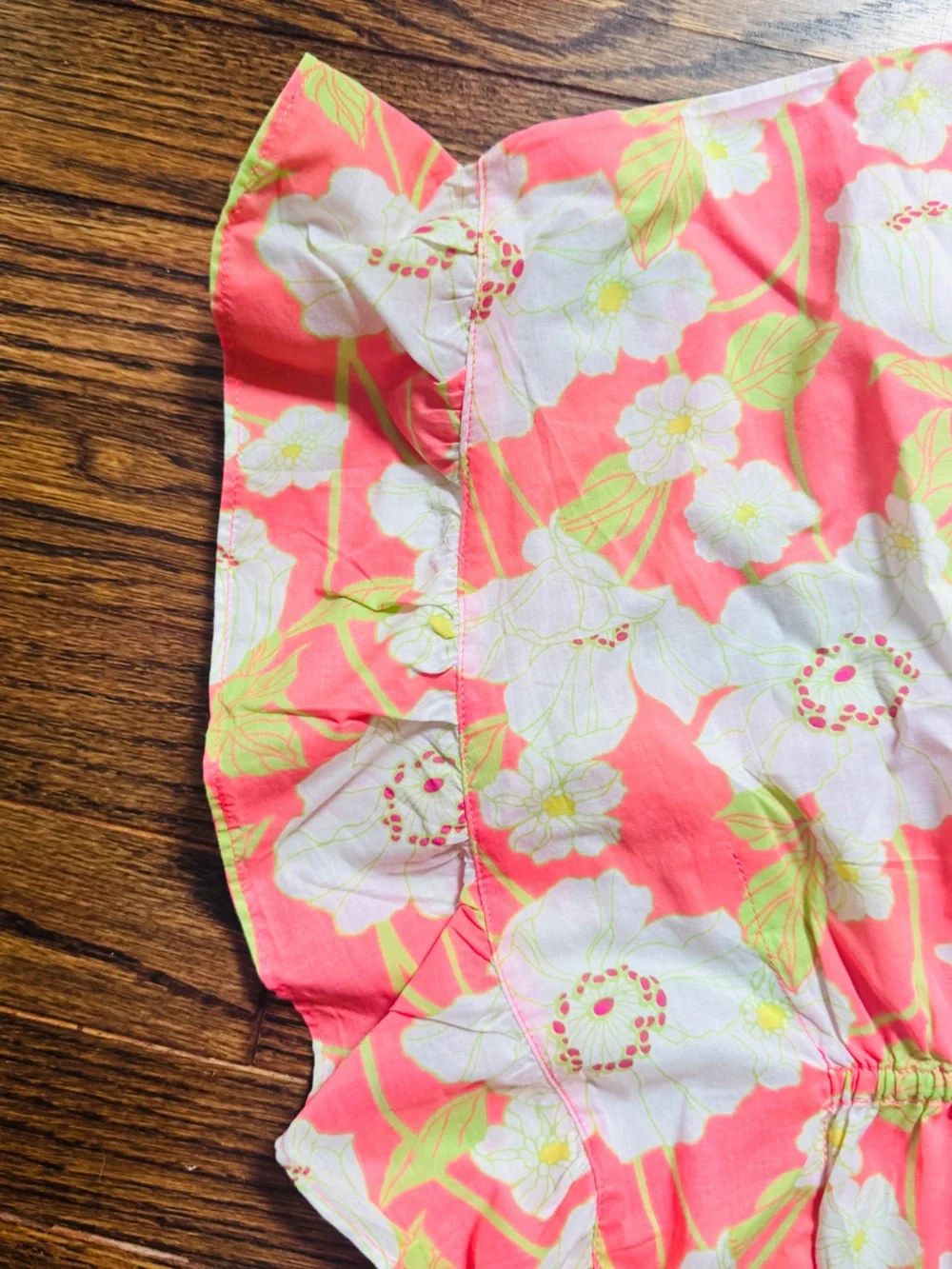 Janie and Jack Coral, White & Lime Floral Swimsuit and Cover-Up Set
